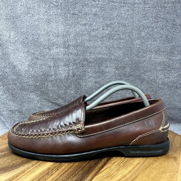 Sperry Top Sider Gold Cup Men's 9 M Brown Woven Loafer Slip On Boat Shoe Loafers - Picture 3 of 9